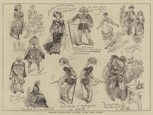 Esboços de personagens de Olivette, no Strand Theatre